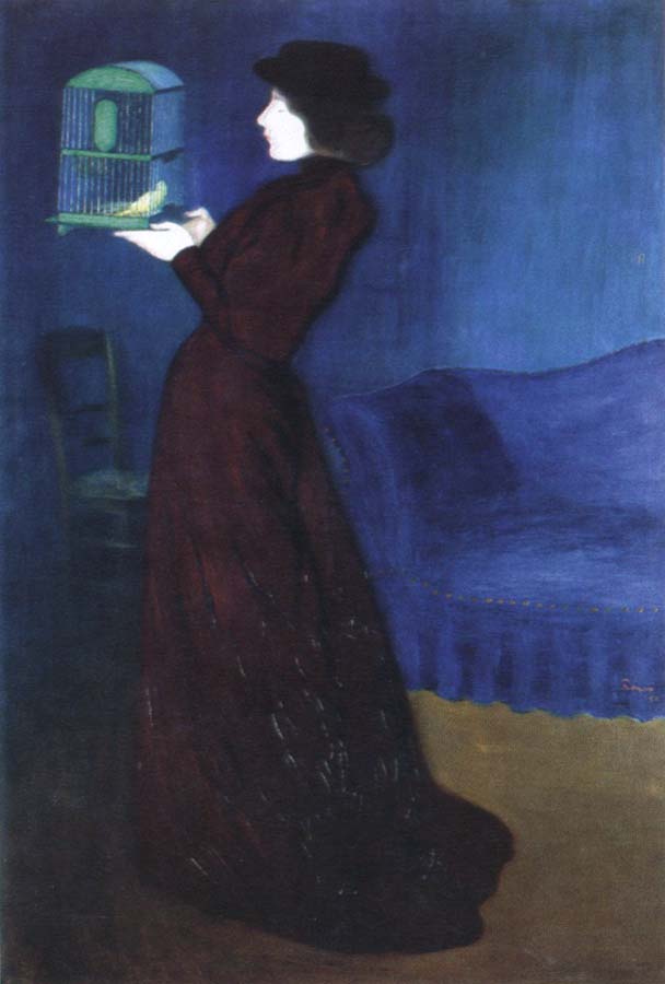woman with a birdcage